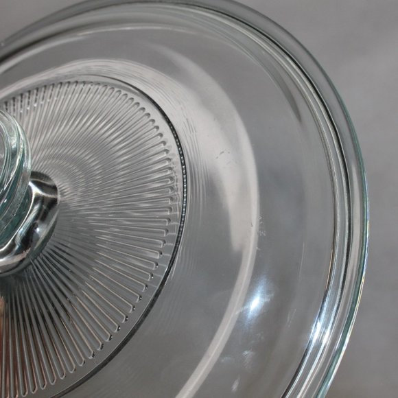 PYREX G5C BLUE TINT GLASS REPLACEMENT LID 7"d INNER RIM ROUND RIBBED 1.5qt - Picture 13 of 16